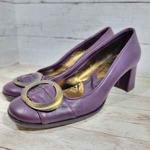 Pane Tulipani Purple Block Heel Pumps